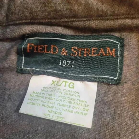 Field & Stream Men's Forest Green Cotton/Rayon Heavy Flannel Button Down Shirt o - Picture 8 of 10
